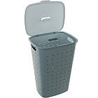 Кошик для білизни Curver Softex 56L (00571) синій, з ручками та кришкою, фото 3