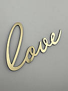 Топпер Love золотий дзеркальний - акриловий напис на бік торта, округлий рукописний шрифт