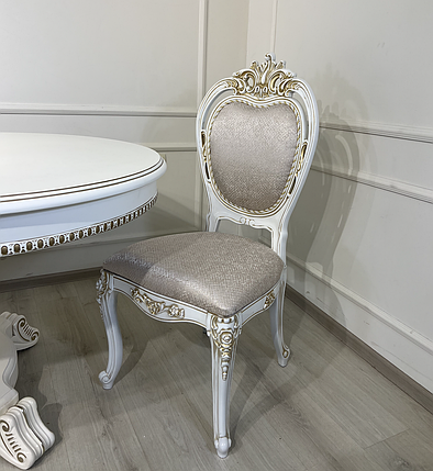 Стул престижний класичний білий із золотою патиною Астра, фото 1