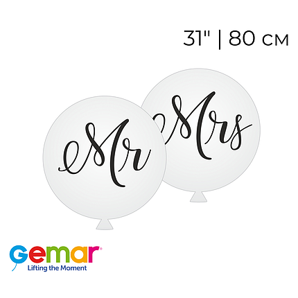 Принт GEMAR-ДЖ 31" Mr&Mrs - чорний напись на білому, фото 1