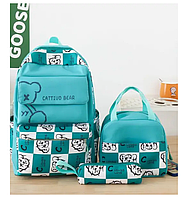 Рюкзак шкільний набір для дівчинки бірюзовий 444GP