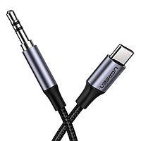 Кабель-перехiдник UGREEN AV143 Round USB-C Audio Cable 3.5mm M/M Aluminum Shell 1m (Deep Gray)(UGR-30633)