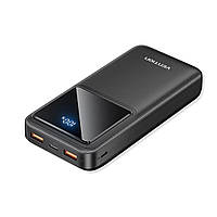 Зовнішній акумулятор Vention 20000mAh Power Bank (Micro-USB + USB-C + USB-A + USB-A) 22.5W Black LED Display