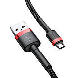 Кабель Baseus cafule Cable USB For Micro 2A 3m Red+Black, фото 5