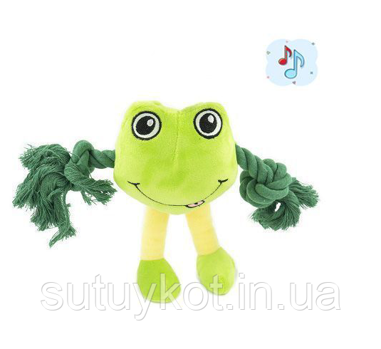 Іграшка м'яка для собаки Жабка з піщалкою GrizZzly AnimAll 29х22х7 см, фото 1