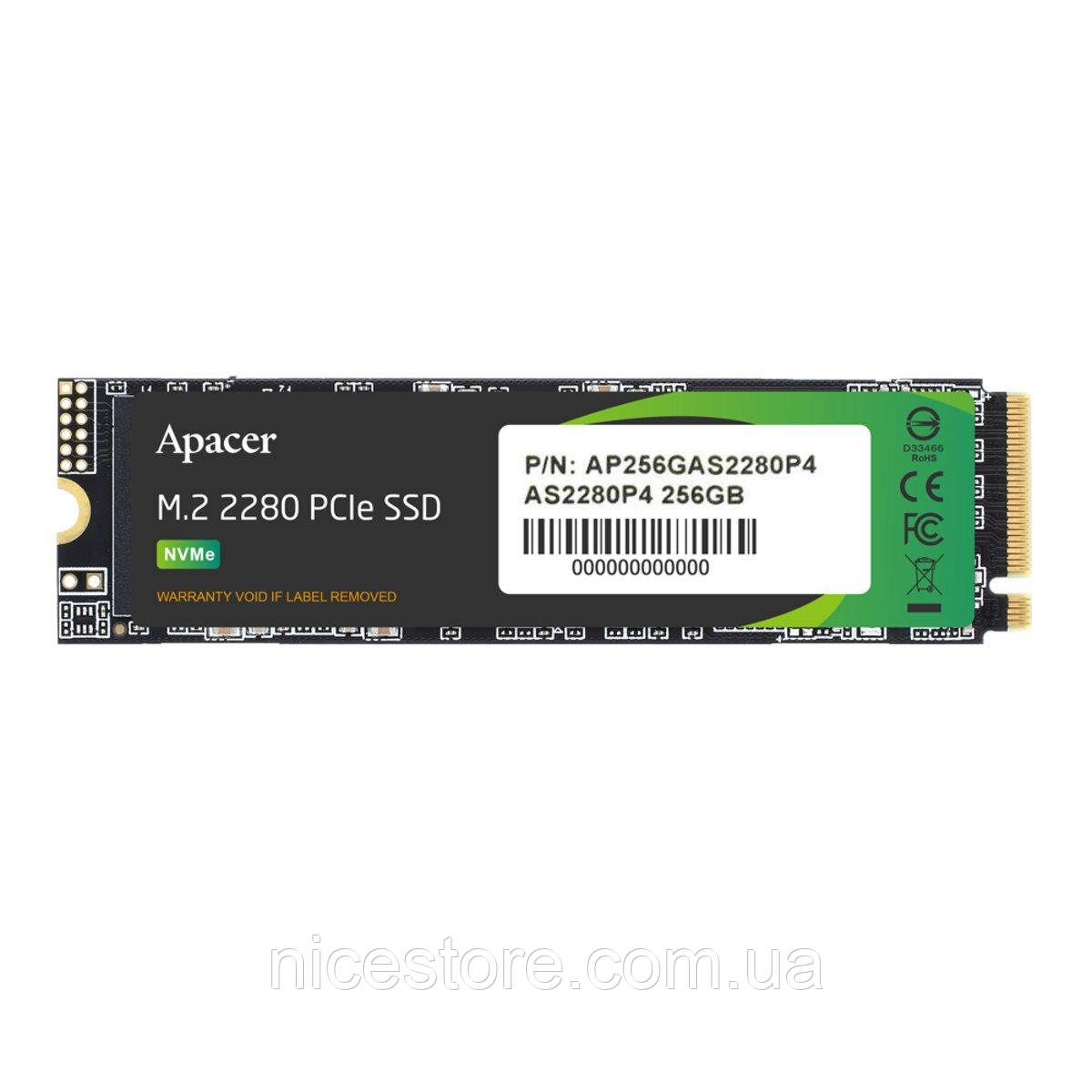 Накопичувач SSD M.2 Apacer AS2280P4 256GB 2280 PCIe 3.0x4 NVMe 3D TLC Read/Write: 2100/1300 MB/sec