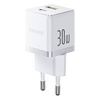 Мережевий зарядний пристрій Baseus Palm Fast Charger C+U 30W EU Moon White