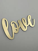 Топпер Love золотий дзеркальний - акриловий напис на бік торта, табличка з ігровим шрифтом для подакра