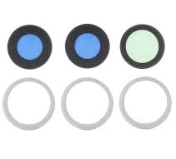 Скло камери для iPhone 15 Pro Max біле, White Titanium + кільце, комплект 3 шт.