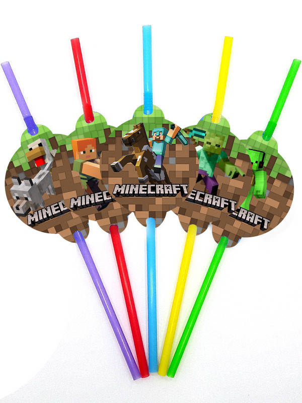 

Коктейльные трубочки премиум "Майнкрафт" средние и большие с гофрой (10 шт./уп.) -