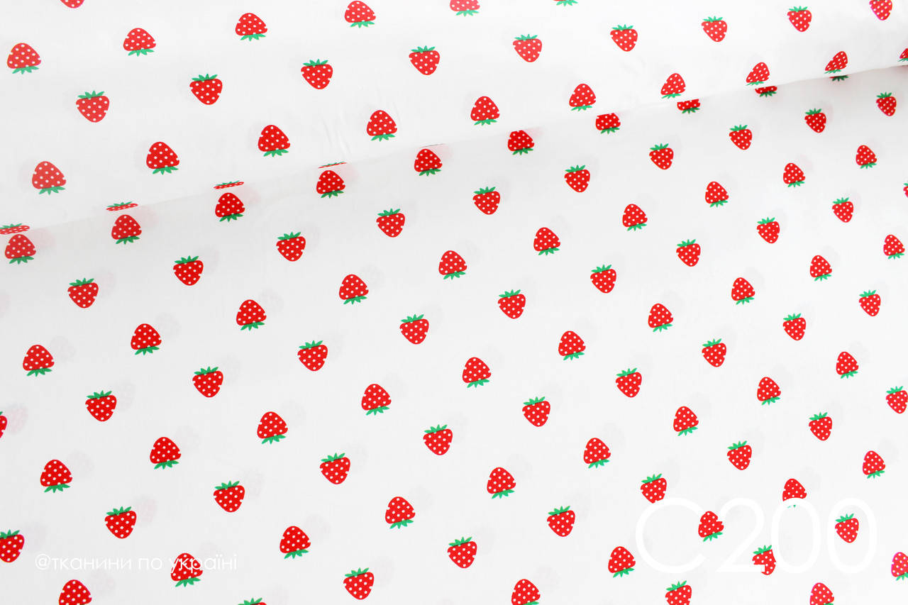 

Ткань сатин Клубника NEW, Красный
