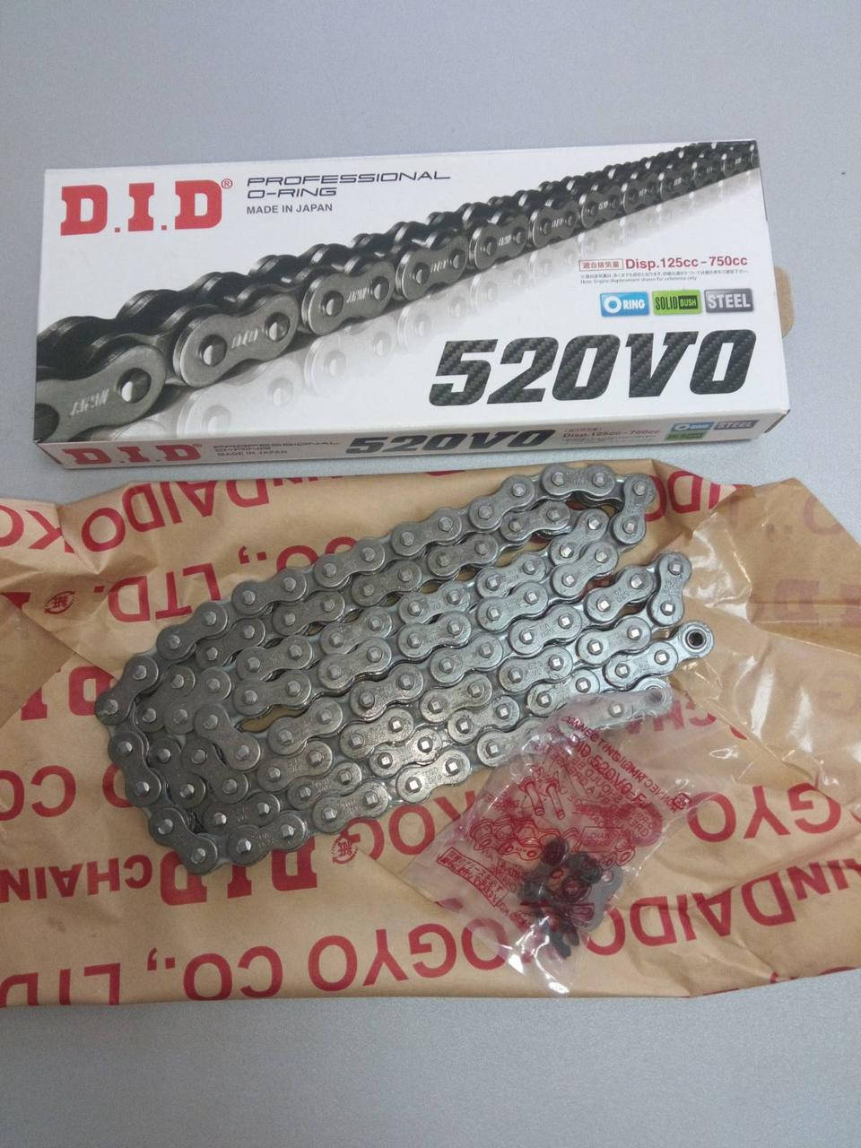 

Мото цепь 520 DID 520VO на 106 звеньев (520V) стальная сальник O-RING DID 520VO - 106FB = DID 520V - 106FB