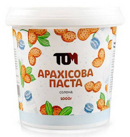 

Арахисовая паста TOM peanut butter 1 кг соленая