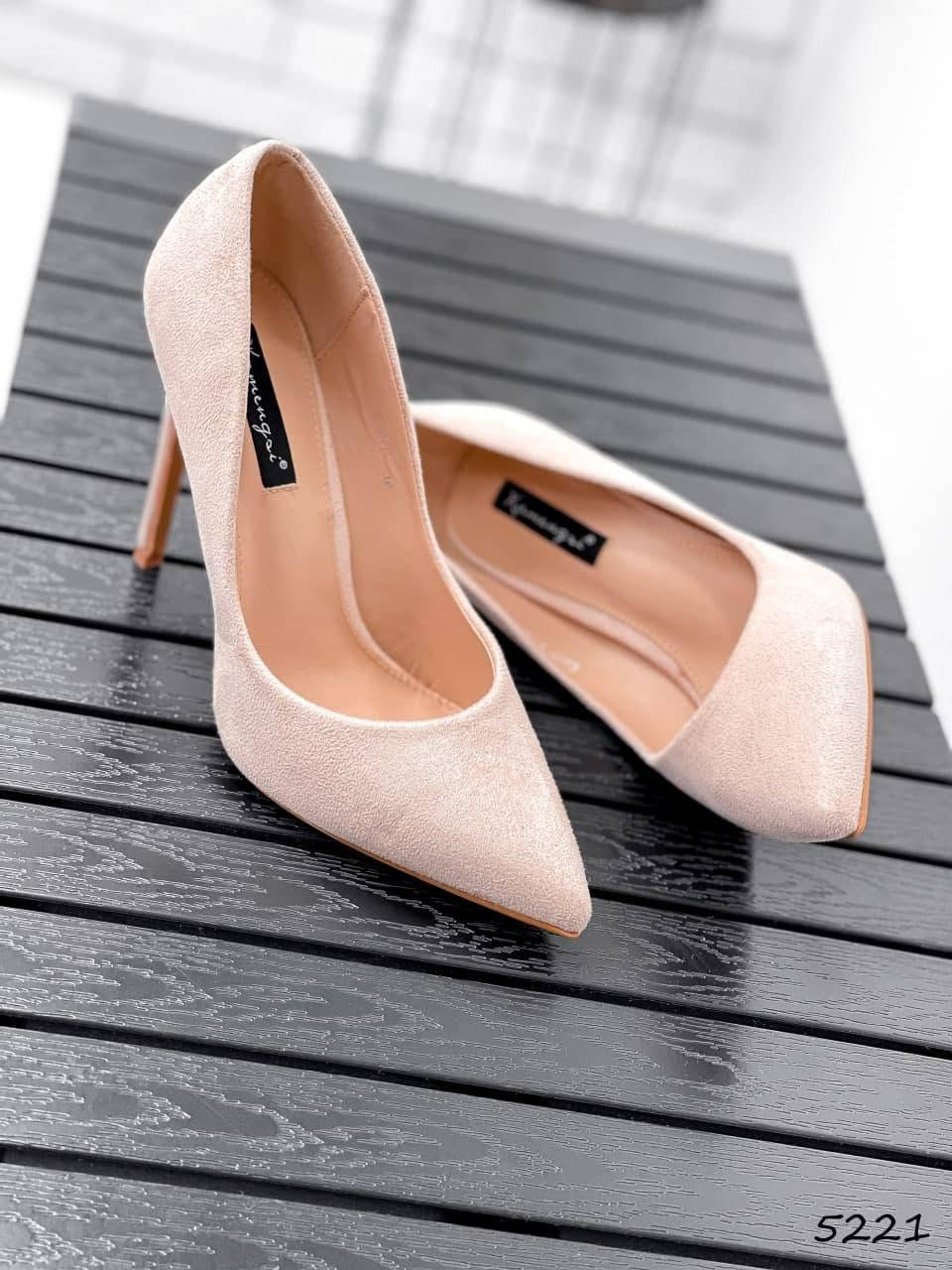 

Туфли лодочки женские бежевые, на высоком каблуке, из эко замши | Туфли весенние повседневные демисезонные, Черный