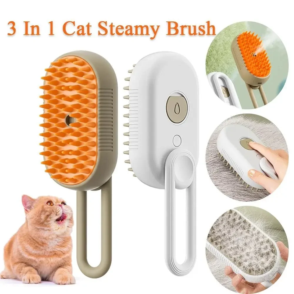 Парова щітка масажер спрей для вичісування собак і котів 3в1 Steamy Brush
