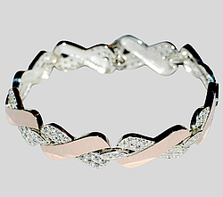 Срібний браслет з золотими вставками