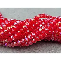 Кришталь 4мм світло-червоний прозорий АВ (+-120шт)