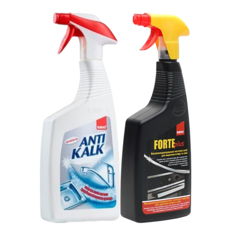 Миючі засоби для прибирання кухні та сантехніки Sano Forte Plus + Anti Kalk Rust
