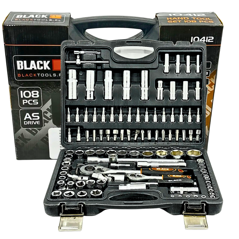 Набір інструментів 108 шт Black Tools Набір ключів у противоударному кейсі Універсальний набір ключів