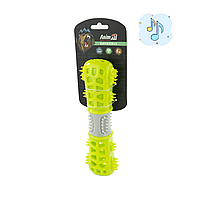 Іграшка гумова для собаки мультифункціональна Кістка з пищалкою зелена AGrizZzly AnimAll 24,4х7,3х5,1 см
