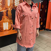 Жіноча джинсова куртка сорочка корал