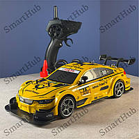 Дрифт машинка BMW на радіокеруванні 40 км/год Жовта. Машинка для дрифту БМВ на радіоуправлінні. На пульті, акумуляторі