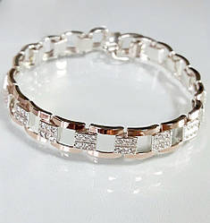 Срібний браслет з золотими пластинами