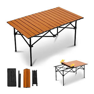 Складаний туристичний стіл STD-08 95 × 55 × 50 см з чохлом, алюміній/пластик, коричневий, фото 3