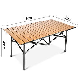 Складаний туристичний стіл STD-08 95 × 55 × 50 см з чохлом, алюміній/пластик, коричневий, фото 5