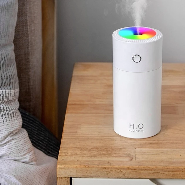 Портативний зволожувач-нічник H2O Colorful, 310 мл, вбудований акумулятор, USB-зарядка, білий