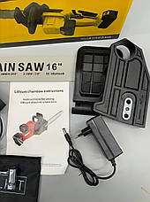 Акумуляторна ланцюгова пила Жовта 2 акумулятори 18 В, 16" Electric SAW, Електропила на акумуляторі, фото 6