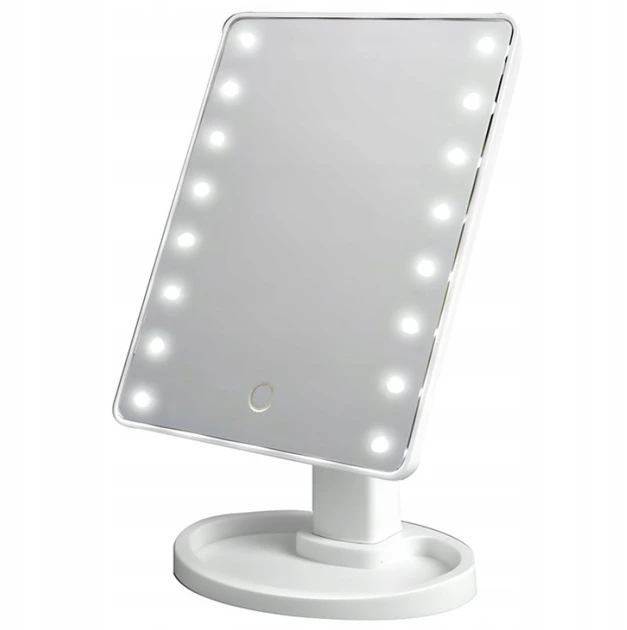 Настільний візаж-дзеркало Large 16 LED Mirror (21,5 × 17 см, сенсорне регулювання, білий)