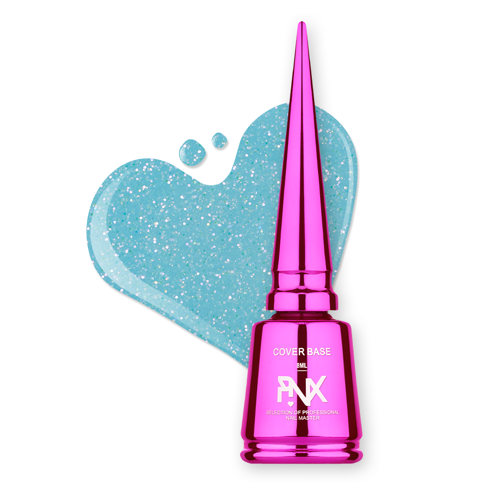 Камуфлююча база Pinx Cover Base Cristal Magic No005, 8 мл (синій з блискітками)