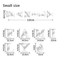 Дзеркальні акрилові наклейки букви FAMILY з метеликами 90 см, фото 3