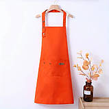 Фартух/передник для кухні з регульованим ремінцем і 3 кишенями YADILUN жовтогарячий (LB-181408), фото 3
