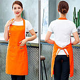 Фартух/передник для кухні з регульованим ремінцем і 3 кишенями YADILUN жовтогарячий (LB-181408), фото 5