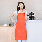 Фартух/передник для кухні з регульованим ремінцем і 3 кишенями YADILUN жовтогарячий (LB-181408), фото 8