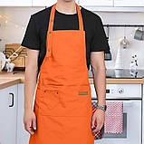 Фартух/передник для кухні з регульованим ремінцем і 3 кишенями YADILUN жовтогарячий (LB-181408), фото 10