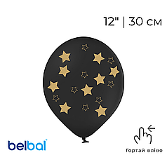 Принт 192 BELBAL-ББ 12" Золоті зірки на чорному