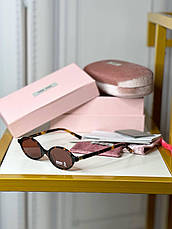 Жіночі леопардові круглі сонцезахисні окуляри Miu Miu MU 04ZS 19P2Z1 із золотим логотипом Міу Міу, фото 4