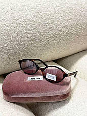 Жіночі леопардові круглі сонцезахисні окуляри Miu Miu MU 04ZS 19P2Z1 із золотим логотипом Міу Міу, фото 2