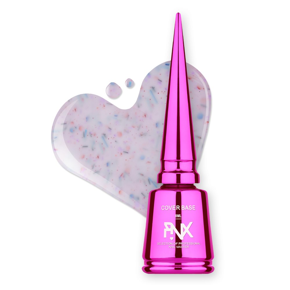 Камуфлююча база Pinx Cover Base Candyland No005, 8 мл (молочно-рожевий з кольоровою крихтою)