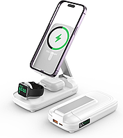 Беспроводная зарядная станция BezosMax 5 в 1 с цифровым дисплеем, Power Bank 10000 мАч(Поврежденная коробка)