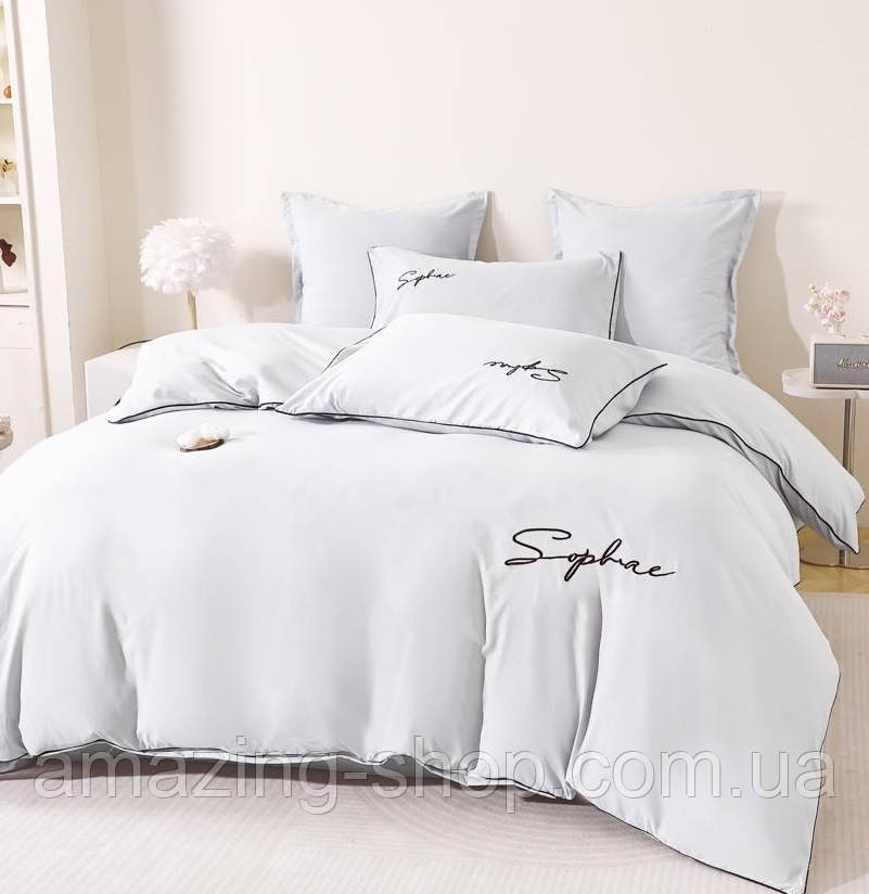 Євро комплект якісної постільної білизни із сатину  розмір 200*230 см, фото 1