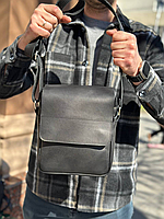 Чоловіча шкіряна сумка EDWIN чорна