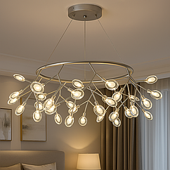 Підвісна люстра світлячки для вітальні Diasha цоколь G4 ламп 36 шт колір Срібло Y887-36C SL