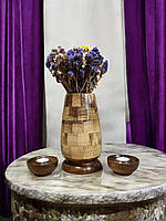 Дерев'яна ваза  для сухоцвітів та декору .Горіх