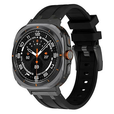 Силіконовий на класичній застібці ремінець для Samsung Galaxy Watch Ultra 47 mm чорно-чорний