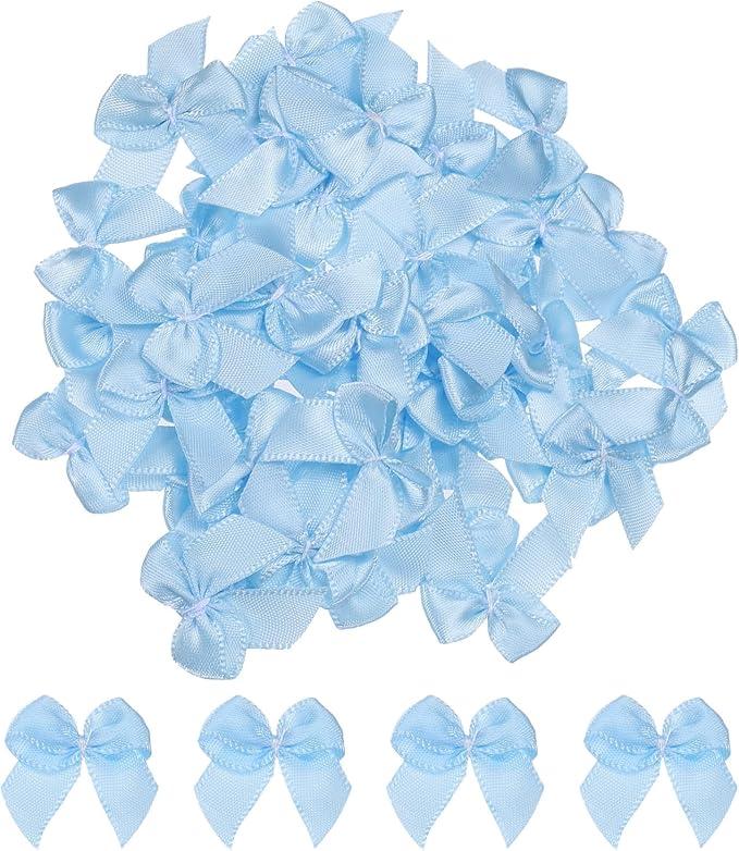 Блакитні міні-банти з атласної стрічки 2,5 см для виробів, шиття своїми руками, 150 шт - фото 1 - id-p2572078778