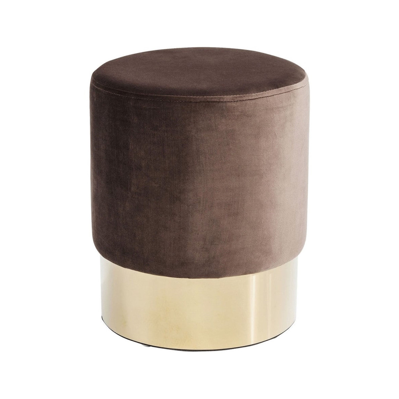 Круглий пуф м'який MeBelle CANDY 35 х 42 см в передпокій, коричневий спальню, шоколадний велюр в стилі ар-деко, фото 1